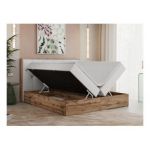 Łóżko kontynentalne VENETO 160x200 - H4 - biały, ekoskóra