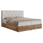 Łóżko kontynentalne VENETO 180x200 - H4 - biały, ekoskóra