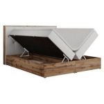 Łóżko kontynentalne VENETO 200x200 - H4 - biały, ekoskóra