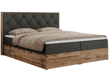 Łóżko kontynentalne VENETO 180x200 - H3 - ciemnoszary, ekoskóra