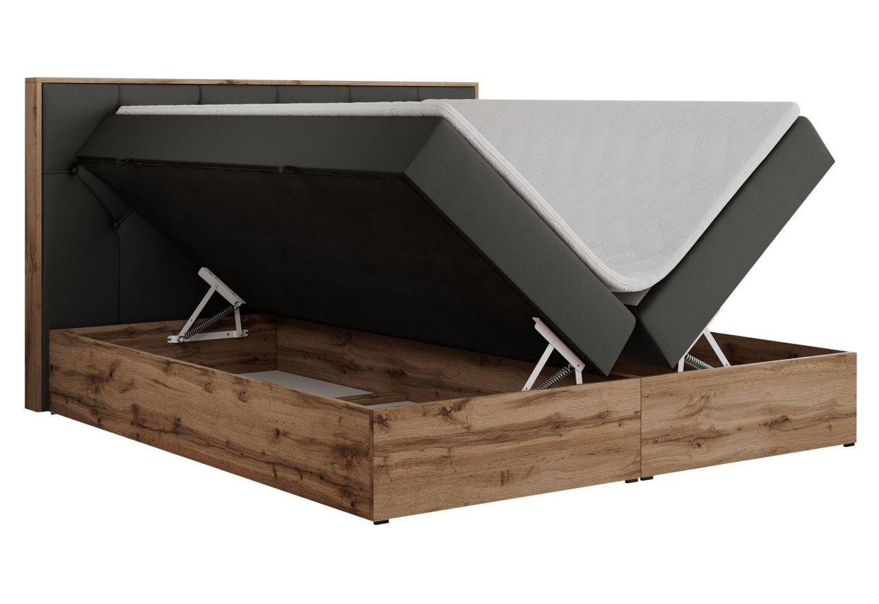 Łóżko kontynentalne VENETO 140x200 - H4 - ciemnoszary, ekoskóra