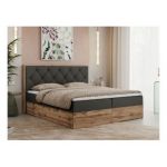 Łóżko kontynentalne VENETO 160x200 - H4 - ciemnoszary, ekoskóra