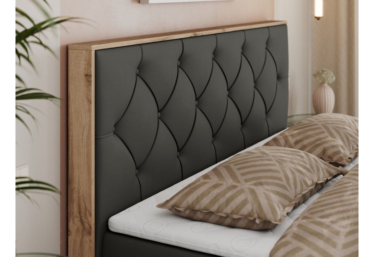 Łóżko kontynentalne VENETO 180x200 - H4 - ciemnoszary, ekoskóra