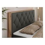 Łóżko kontynentalne VENETO 200x200 - H4 - ciemnoszary, ekoskóra