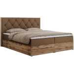 Łóżko kontynentalne VENETO 140x200 - H3 - brązowy, ekoskóra