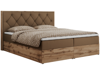 Łóżko kontynentalne VENETO 180x200 - H3 - brązowy, ekoskóra