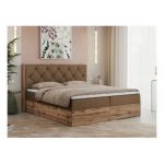 Łóżko kontynentalne VENETO 200x200 - H3 - brązowy, ekoskóra