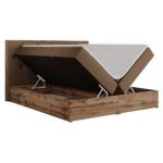 Łóżko kontynentalne VENETO 200x200 - H3 - brązowy, ekoskóra