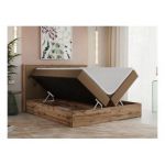 Łóżko kontynentalne VENETO 200x200 - H4 - brązowy, ekoskóra