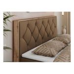 Łóżko kontynentalne VENETO 200x200 - H4 - brązowy, ekoskóra