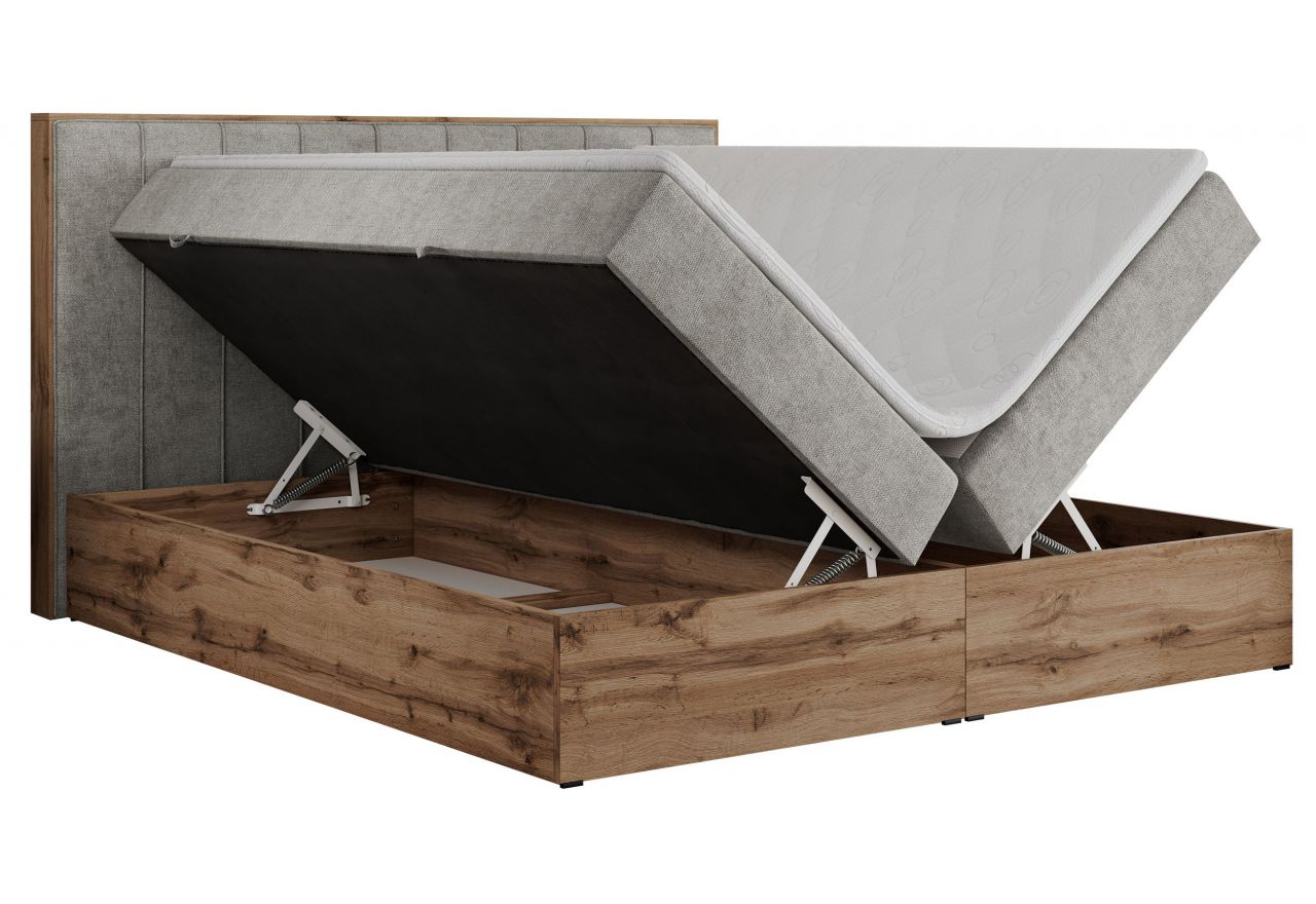 Łóżko kontynentalne BELLISSIMO 140x200 - H3 - jasnoszary, struktura