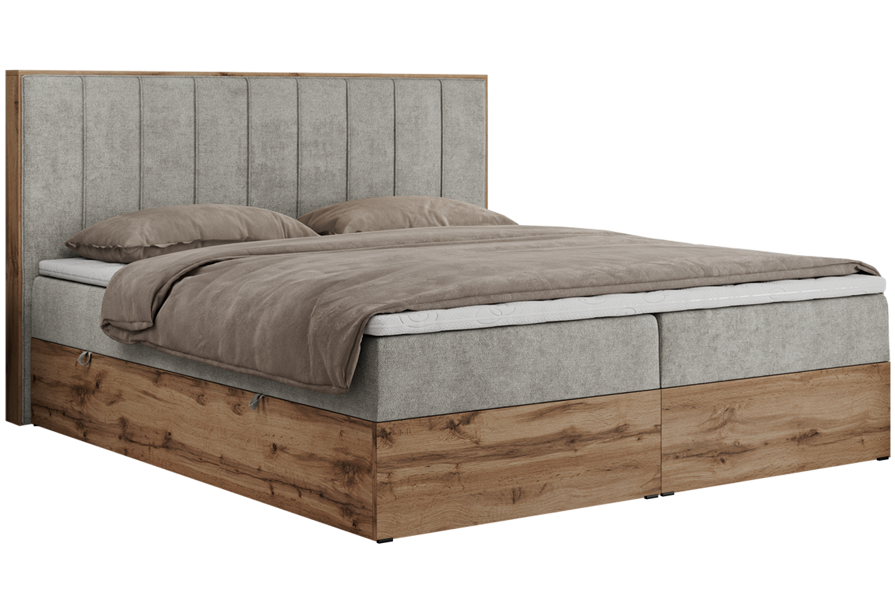 Łóżko kontynentalne BELLISSIMO 160x200 - H3 - jasnoszary, struktura