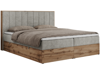 Łóżko kontynentalne BELLISSIMO 140x200 - H4 - jasnoszary, struktura