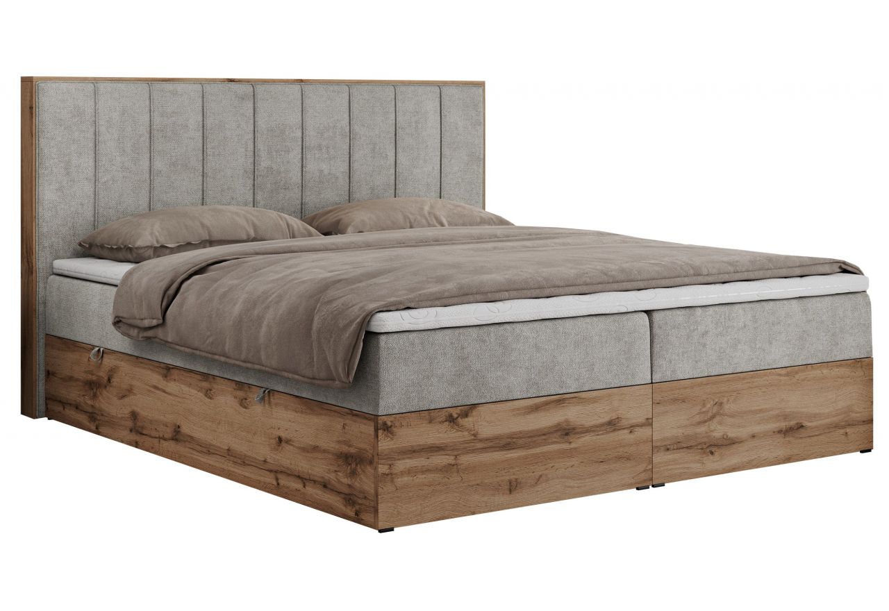 Łóżko kontynentalne BELLISSIMO 140x200 - H4 - jasnoszary, struktura