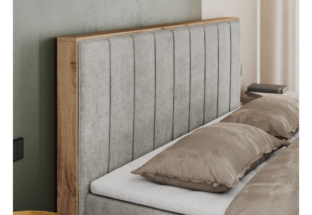 Łóżko kontynentalne BELLISSIMO 160x200 - H4 - jasnoszary, struktura