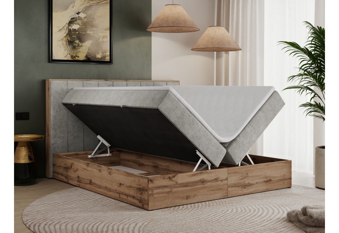 Łóżko kontynentalne BELLISSIMO 180x200 - H4 - jasnoszary, struktura