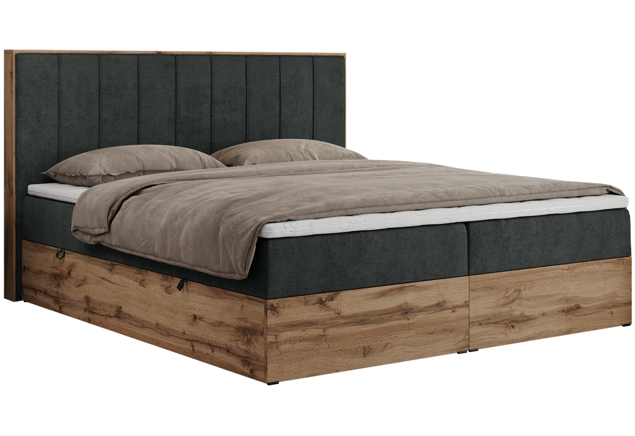 Łóżko kontynentalne BELLISSIMO 160x200 - H3 - ciemnoszary, struktura