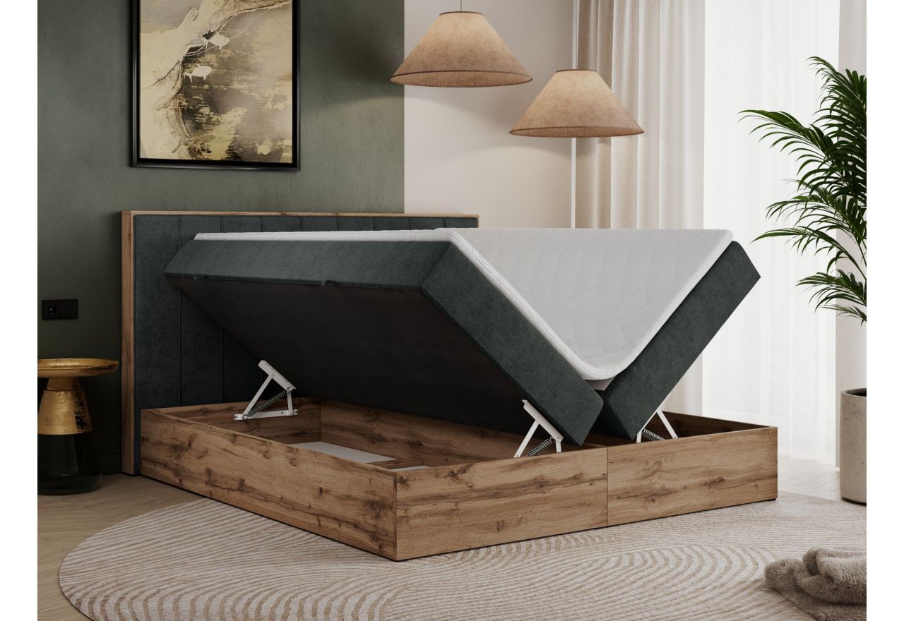 Łóżko kontynentalne BELLISSIMO 180x200 - H3 - ciemnoszary, struktura