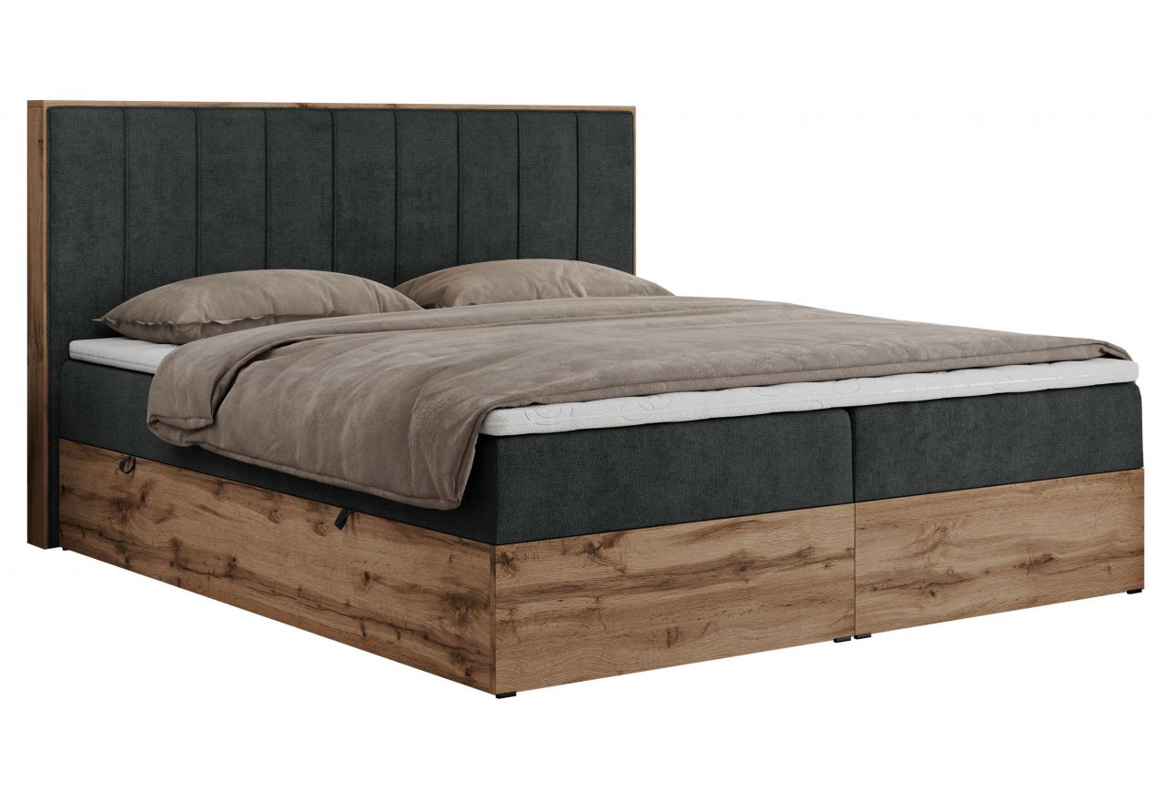 Łóżko kontynentalne BELLISSIMO 180x200 - H4 - ciemnoszary, struktura