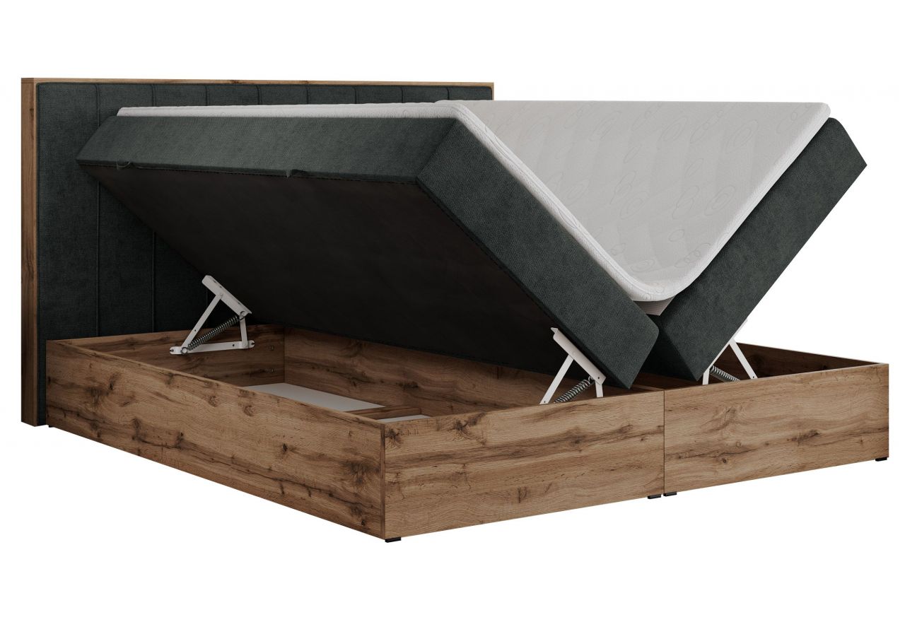 Łóżko kontynentalne BELLISSIMO 200x200 - H4 - ciemnoszary, struktura