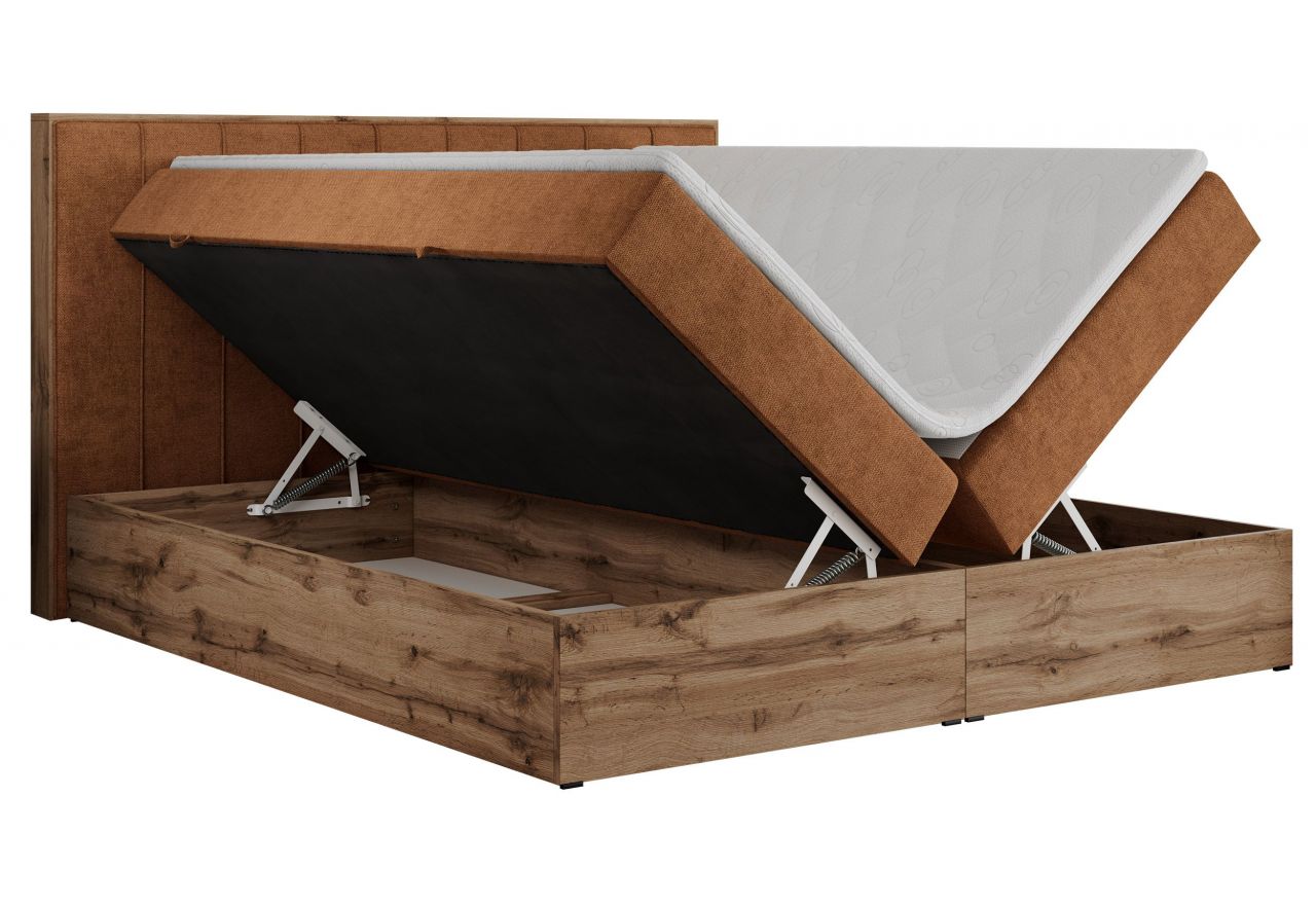 Łóżko kontynentalne BELLISSIMO 140x200 - H3 - pomarańczowy, struktura