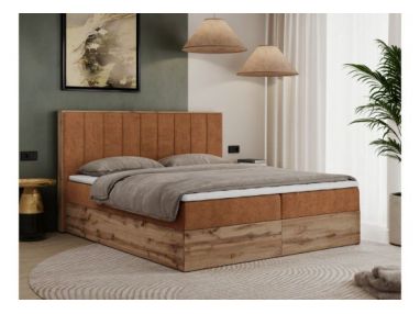 Łóżko kontynentalne BELLISSIMO 160x200 - H3 - pomarańczowy, struktura