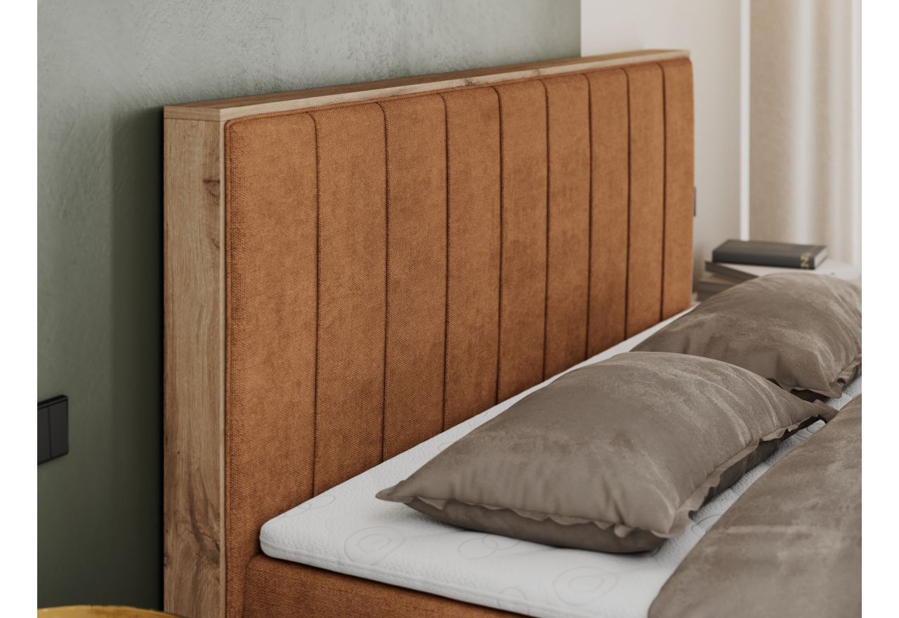 Łóżko kontynentalne BELLISSIMO 160x200 - H3 - pomarańczowy, struktura