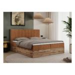 Łóżko kontynentalne BELLISSIMO 200x200 - H3 - pomarańczowy, struktura