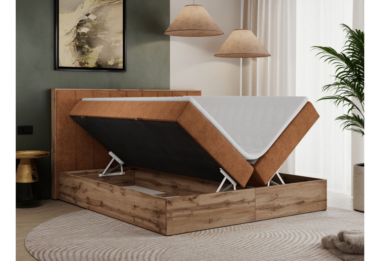 Łóżko kontynentalne BELLISSIMO 160x200 - H4 - pomarańczowy, struktura