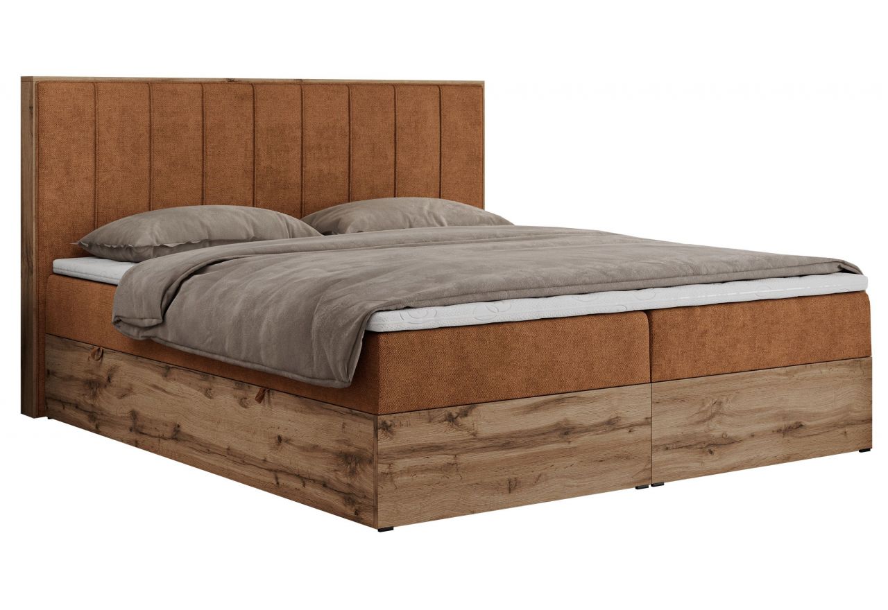 Łóżko kontynentalne BELLISSIMO 180x200 - H4 - pomarańczowy, struktura