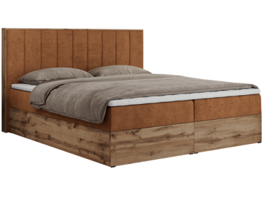 Łóżko kontynentalne BELLISSIMO 200x200 - H4 - pomarańczowy, struktura