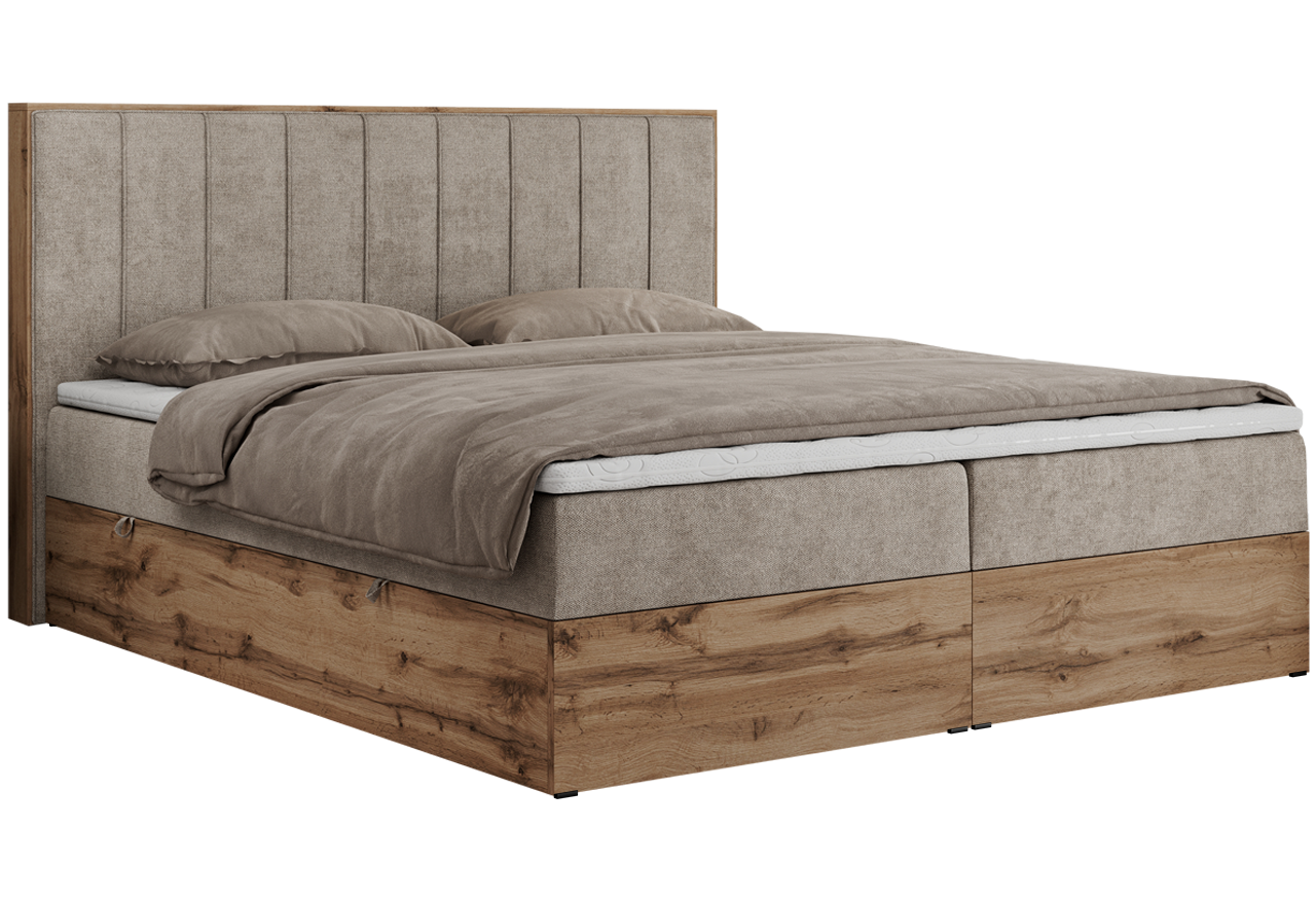 Łóżko kontynentalne BELLISSIMO 140x200 - H3 - beżowy, struktura