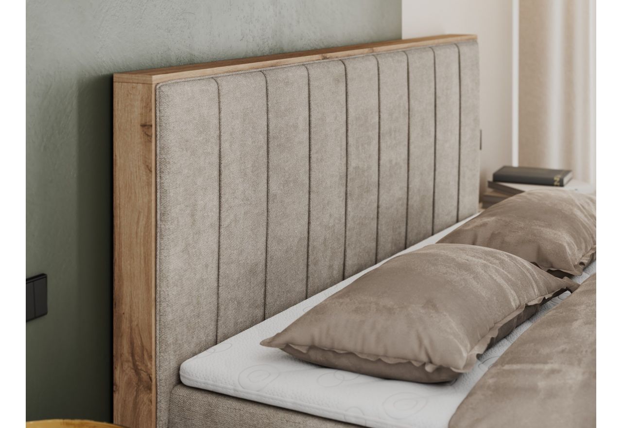 Łóżko kontynentalne BELLISSIMO 180x200 - H3 - beżowy, struktura