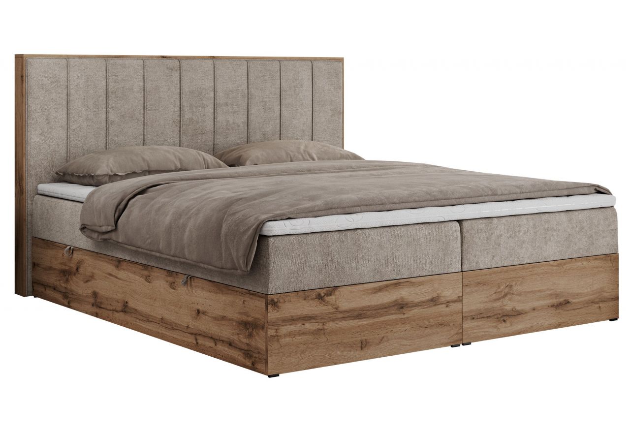 Łóżko kontynentalne BELLISSIMO 140x200 - H4 - beżowy, struktura