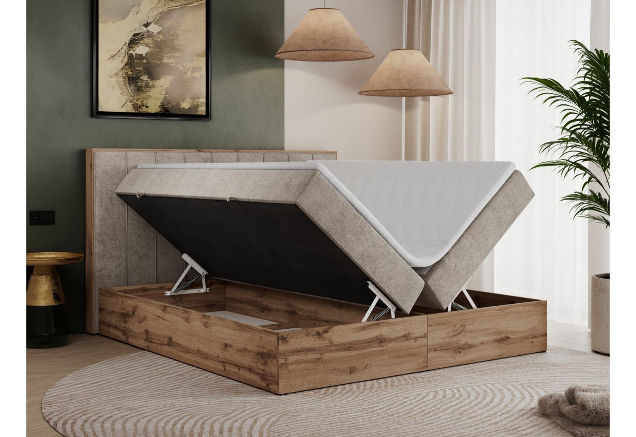 Łóżko kontynentalne BELLISSIMO 200x200 - H4 - beżowy, struktura