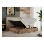 Łóżko kontynentalne BELLISSIMO 180x200 - H3 - beżowy, welwet