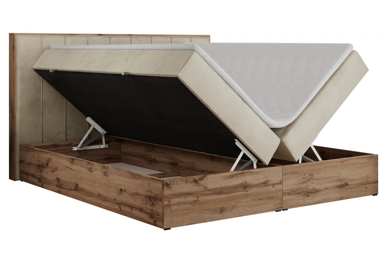 Łóżko kontynentalne BELLISSIMO 180x200 - H3 - beżowy, welwet