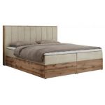 Łóżko kontynentalne BELLISSIMO 200x200 - H3 - beżowy, welwet