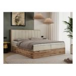 Łóżko kontynentalne BELLISSIMO 160x200 - H4 - beżowy, welwet