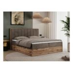 Łóżko kontynentalne BELLISSIMO 180x200 - H4 - brązowy, welwet