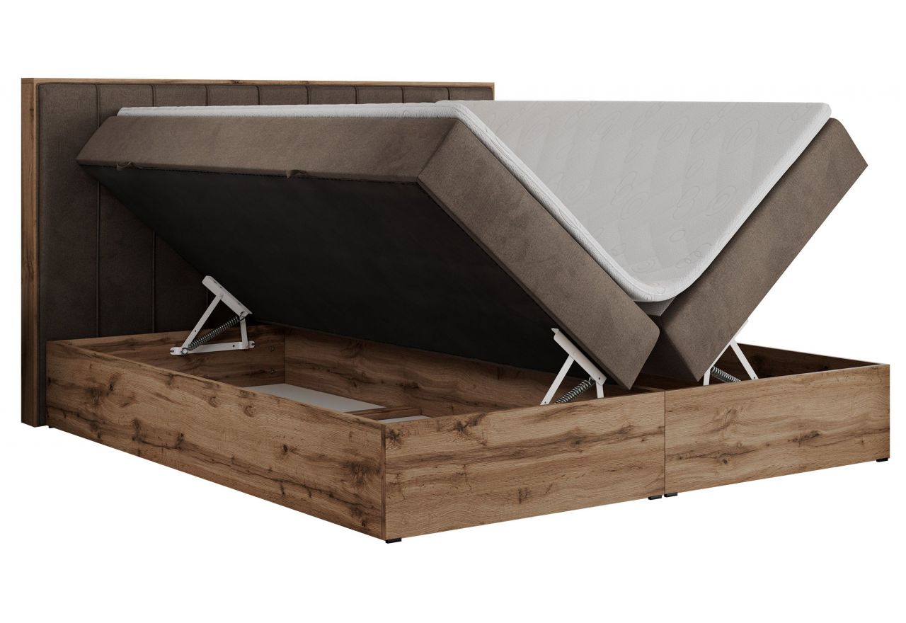 Łóżko kontynentalne BELLISSIMO 200x200 - H4 - brązowy, welwet