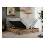 Łóżko kontynentalne BELLISSIMO 200x200 - H3 - jasnoszary, welwet