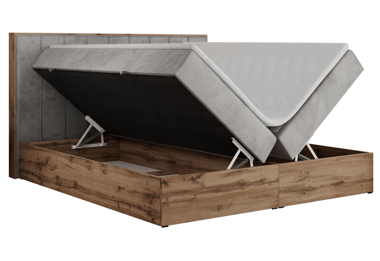 Łóżko kontynentalne BELLISSIMO 140x200 - H4 - jasnoszary, welwet