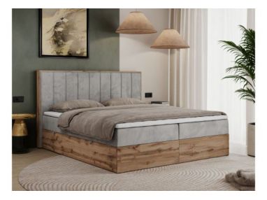 Łóżko kontynentalne BELLISSIMO 180x200 - H4 - jasnoszary, welwet