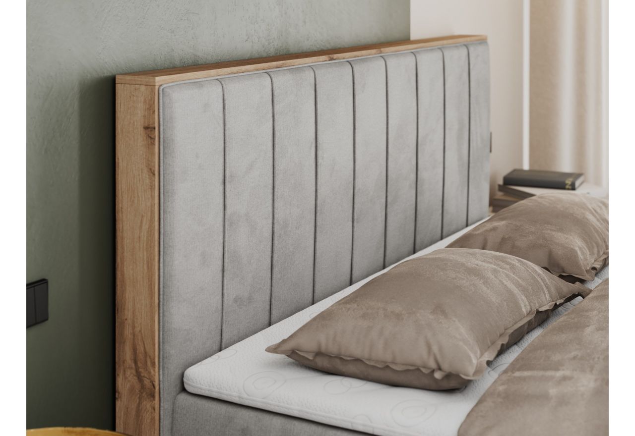 Łóżko kontynentalne BELLISSIMO 180x200 - H4 - jasnoszary, welwet