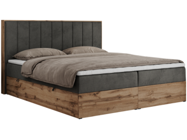 Łóżko kontynentalne BELLISSIMO 140x200 - H3 - ciemnoszary, welwet