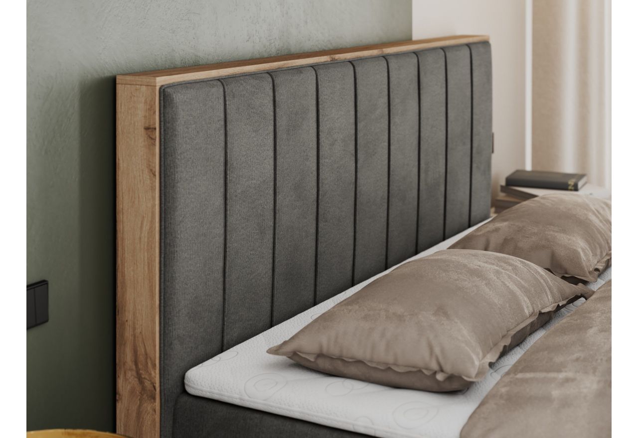 Łóżko kontynentalne BELLISSIMO 140x200 - H3 - ciemnoszary, welwet