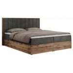 Łóżko kontynentalne BELLISSIMO 160x200 - H3 - ciemnoszary, welwet