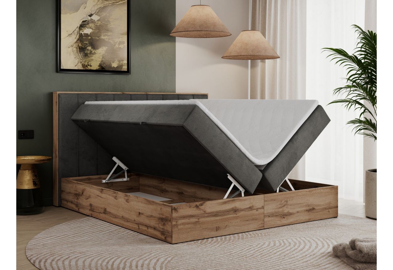 Łóżko kontynentalne BELLISSIMO 180x200 - H3 - ciemnoszary, welwet