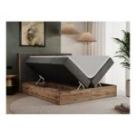 Łóżko kontynentalne BELLISSIMO 200x200 - H3 - ciemnoszary, welwet